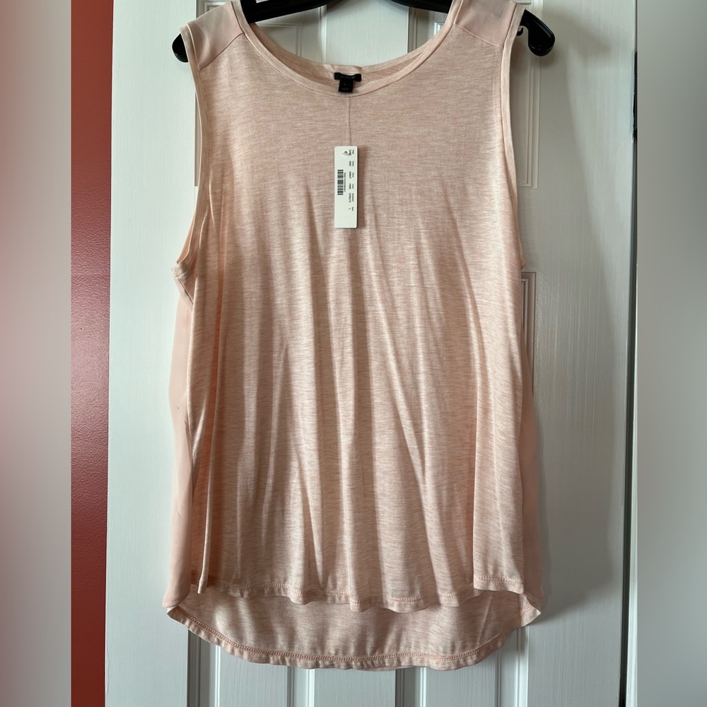 J.CREW PINK TANK w/ CHIFFON BACK NWT L